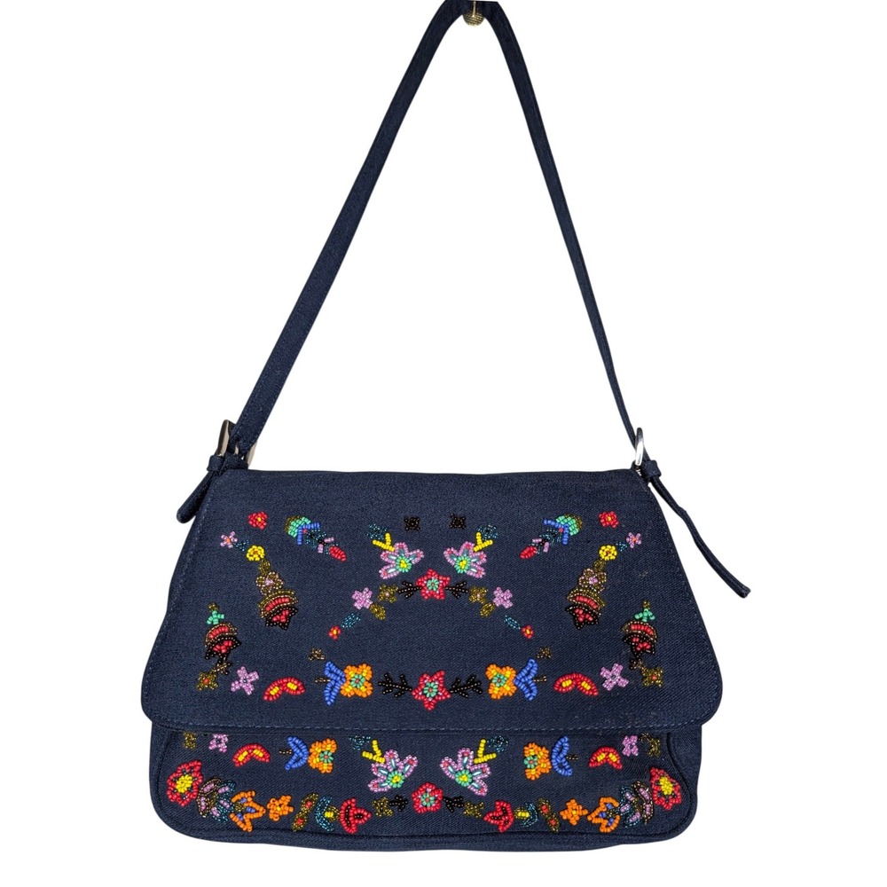 Y2K Floral Beaded Butterfly Shoulder Bag Medium Fairy Embroidered Purse Whimsi